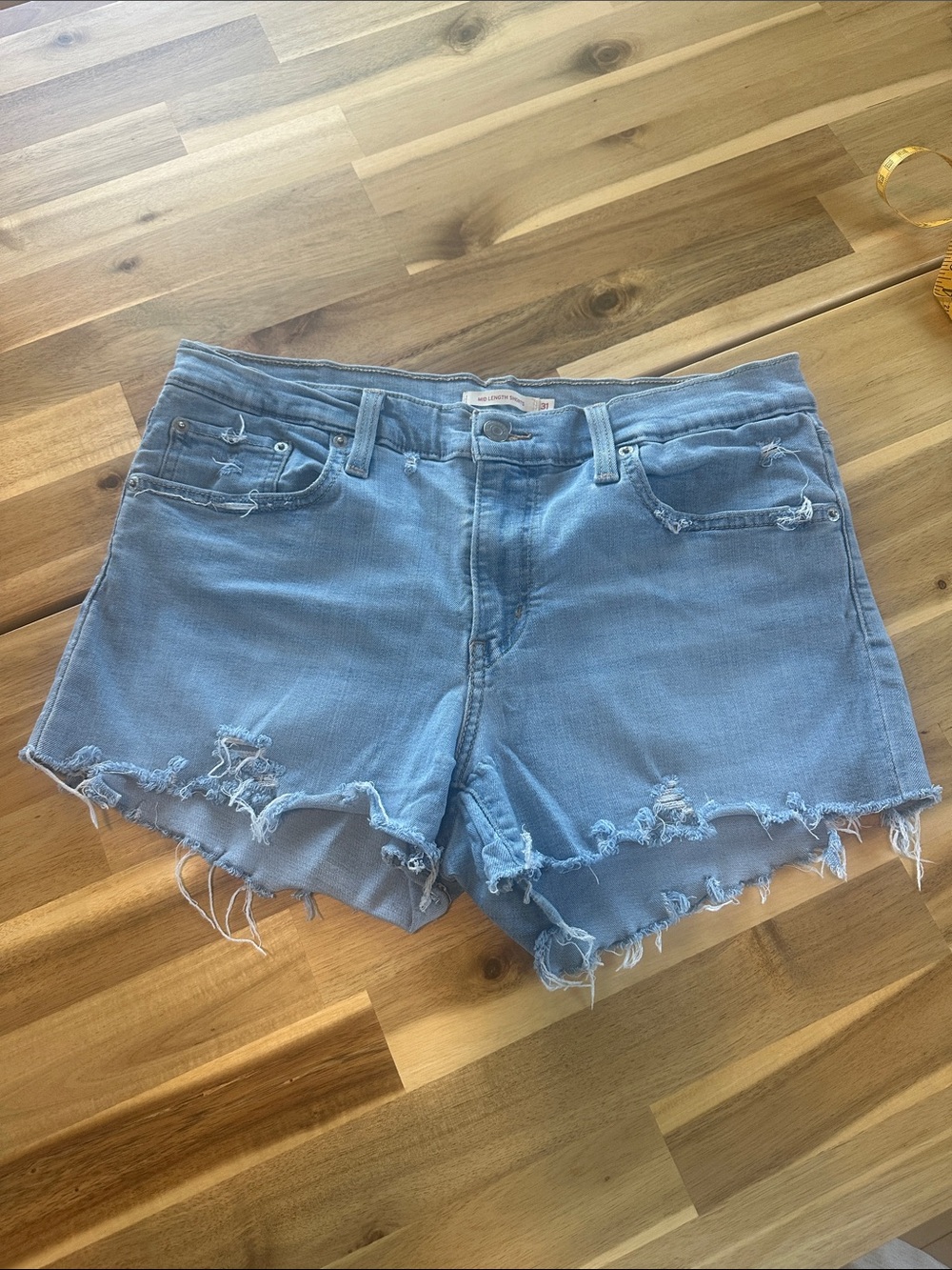 Levi's Light Blue Distressed Cutoff Denim Shorts